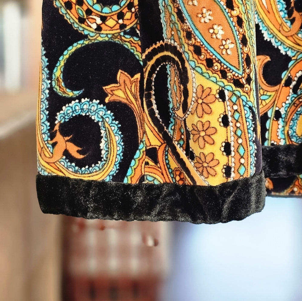 Retro 70s Velour Paisley Print Long Vest Or Tunic - Picture 4 of 7